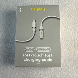 6' USB-C to USB-C Fast Charging Silicone Cable - heyday White‎ Clay
